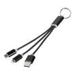 Metall 3-in-1 Ladekabel mit Schl&uuml;sselanh&auml;nger - schwarz - 1