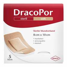 DracoPor Soft hautfarben Wundverband 8x10 cm steril  5 St