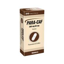 Abbildung: Para Caf 500 mg / 65 mg Tabletten 20 St, Tabletten PZN 03073063 