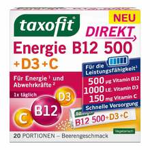 Abbildung: Taxofit Energie B12 500 + D3 + C Direkt Granulat 20 St, Granulat PZN 05852334 