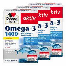 Abbildung: Doppelherz Omega-3 1.400 Kapseln 3x120 St, Kapseln PZN 08032424 