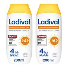 Abbildung: Ladival empfindliche & normale Haut Lotion LSF 50 + 2x200 ml, Lotion PZN 08032604 