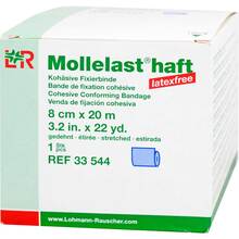 Mollelast haft latexfrei 8cmx20m gedehnt blau 1 St