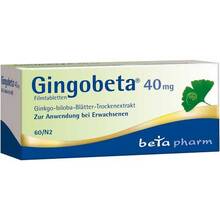 Abbildung: Gingobeta 40 mg Filmtabletten 60 St, Filmtabletten PZN 12461605 