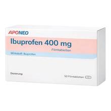 Abbildung: APONEO Ibuprofen Filmtabletten 400 mg 50 St, Filmtabletten PZN 14028887 