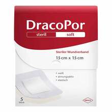 DracoPor Soft weiß Wundverband 15x15 cm steril 5 St