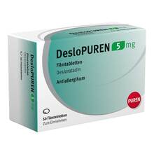 Abbildung: DesloPUREN 5 mg Filmtabletten 50 St, Filmtabletten PZN 16861750 