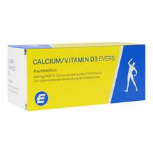 Abbildung: Calcium / Vitamin D3 Evers 600 mg / 400 I.E Kautabletten  100 St, Kautabletten PZN 17447739 