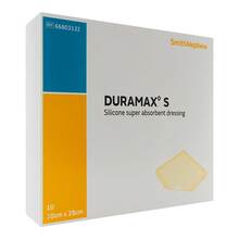 Abbildung: Duramax S 20x25 cm Superabsorber Silikonverband 10 St, Verband PZN 17944490 