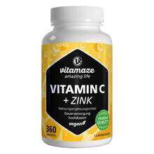 Vitamin C 1000 mg hochdosiert + Zink vegan Tabletten 360 St