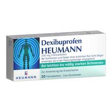 Abbildung: Dexibuprofen Heumann 200 mg Filmtabletten 20 St, Filmtabletten PZN 18849150 