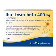 Abbildung: Ibu-Lysin beta 400 mg Filmtabletten 10 St, Filmtabletten PZN 19101123 