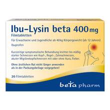 Abbildung: Ibu-Lysin beta 400 mg Filmtabletten 20 St, Filmtabletten PZN 19101146 