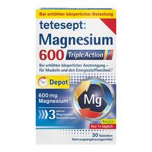 Abbildung: Tetesept Magnesium 600 Triple Action Filmtabletten 30 St, Filmtabletten PZN 19205957 
