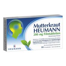 Abbildung: Mutterkraut Heumann 200 mg Filmtabletten 30 St, Filmtabletten PZN 19283236 