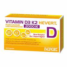 Vitamin D3 K2 Hevert + Calcium und Magnesium 2000 IE Kapseln  120 St