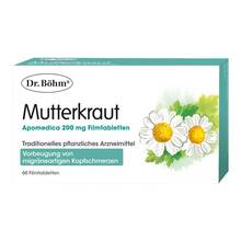 Abbildung: Dr. Böhm Mutterkraut Apomedica 200 mg Filmtabletten 60 St, Filmtabletten PZN 19374157 