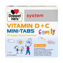 Abbildung: Doppelherz Vitamin D + C Mini-Tabs family system 20 St, Pellets PZN 19406785 