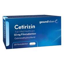 Abbildung: Cetirizin Fair-Med Healthcare 10 mg Filmtabletten 50 St, Filmtabletten PZN 19407997 