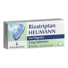 Abbildung: Rizatriptan Heumann bei Migräne 5 mg Tabletten 2 St, Tabletten PZN 19453922 