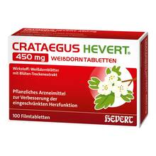 Abbildung: Crataegus Hevert 450 mg Weißdorntabletten 100 St, Filmtabletten PZN 19483478 