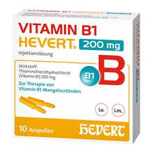 Abbildung: Vitamin B1 Hevert 200 mg Injektionslösung Ampulle  10X2 ml, Injektionslösung PZN 19831583 