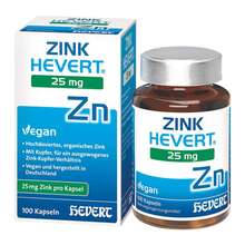 Abbildung: Zink Hevert 25 mg Kapseln 100 St, Kapseln PZN 19885159 