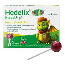 Abbildung: Hedelix Herbalsept Immun Lutscher Kids 6 St, Bonbons PZN 19927403 