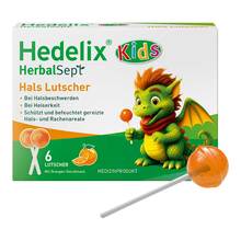 Abbildung: Hedelix Herbalsept Hals Lutscher Kids 6 St, Bonbons PZN 19927449 