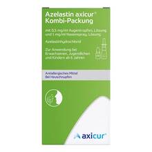 Abbildung: Azelastin axicur Kombi-Pack.0,5mg / ml AT + 1mg / ml NS 1 P, Kombipackung PZN 20196146 