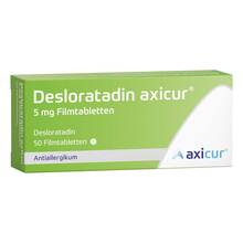 Abbildung: Desloratadin axicur 5 mg Filmtabletten 50 St, Filmtabletten PZN 20300997 