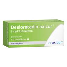 Abbildung: Desloratadin axicur 5 mg Filmtabletten 100 St, Filmtabletten PZN 20301005 