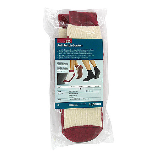 Suprima Anti Rutsch Socken Gr&ouml;&szlig;e 39 / 42 bordeaux - 1