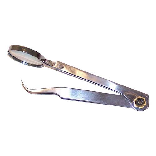 Zeckenzange Zeckenpinzette verstellbar Lupe 11,5cm - 1