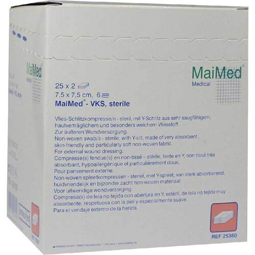 Vlies-Schlitzkompressen 7,5x7,5 cm steril 6fach - 1