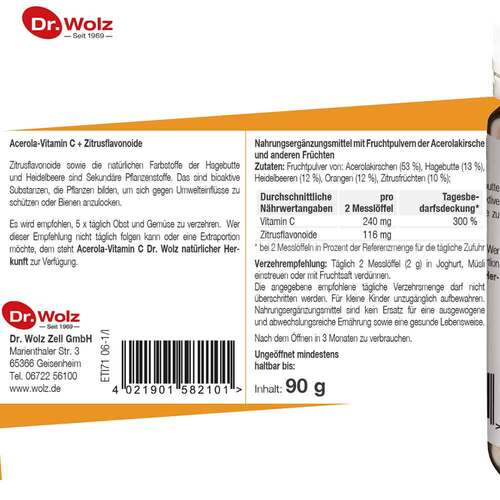 Vitamin C + Bioflavonoide Dr. Wolz Pulver - 5