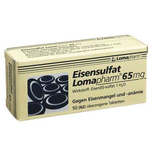 Eisensulfat Lomapharm 65 mg &uuml;berzogene Tabletten - 1