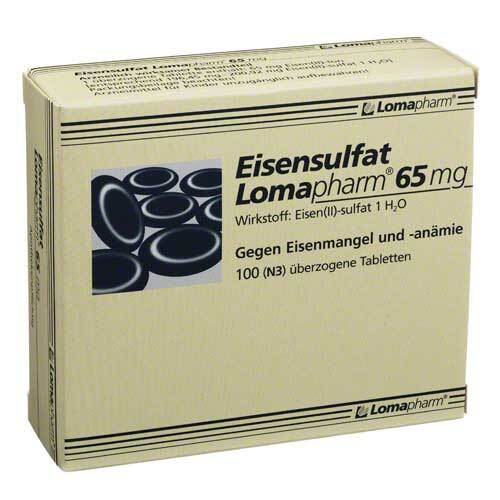 Eisensulfat Lomapharm 65 mg &uuml;berzogene Tabletten - 1