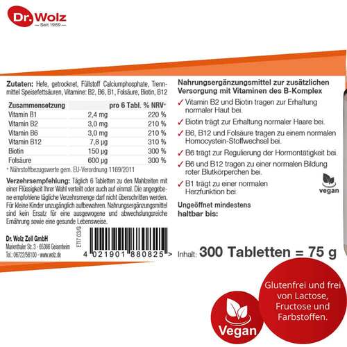 B Komplex + Biotin + Fols&auml;ure Tabletten - 5