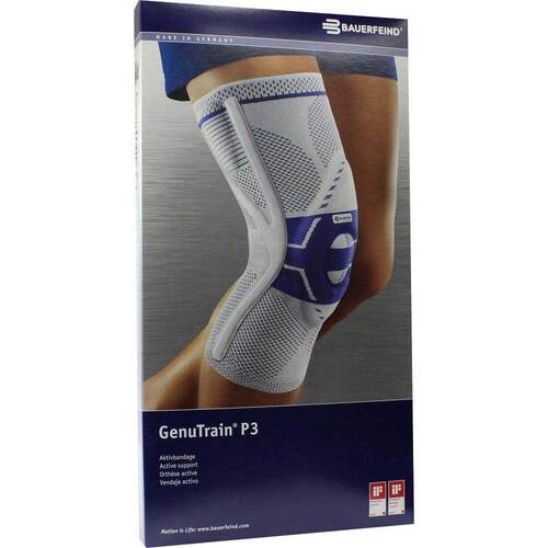 Genutrain Kniebandage P3 mit Silikonhaftrand rechts Gr. 3 titan - 1