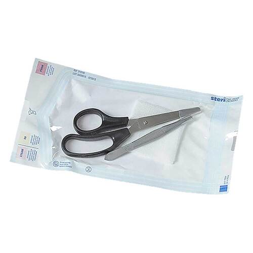 Fadenzieh Set steril mit Trennmesser + Pinzette + Tupfer - 1