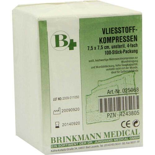 Vliesstoff-Kompressen 7,5x7,5 cm unsteril 4fach - 1