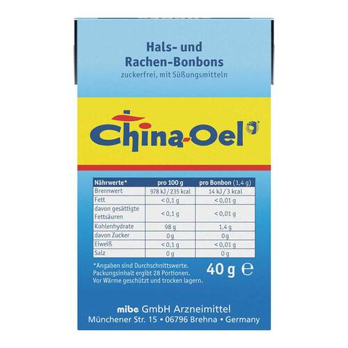 China &Ouml;l Hals- und Hustenbonbons ohne Zucker - 2
