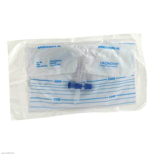 Urin Auffangbeutel steril 2 l Ablauf + R&uuml;ckl. - 1