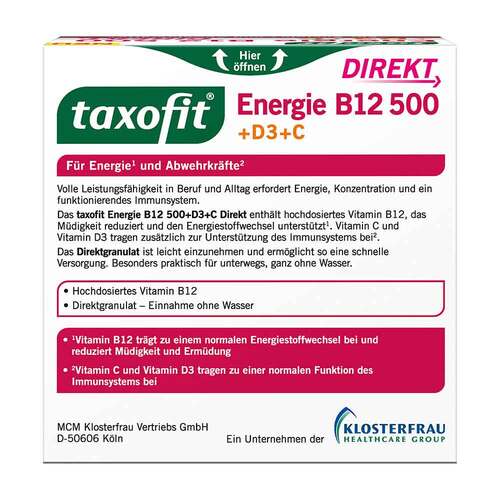 Taxofit Energie B12 500 + D3 + C Direkt Granulat - 8