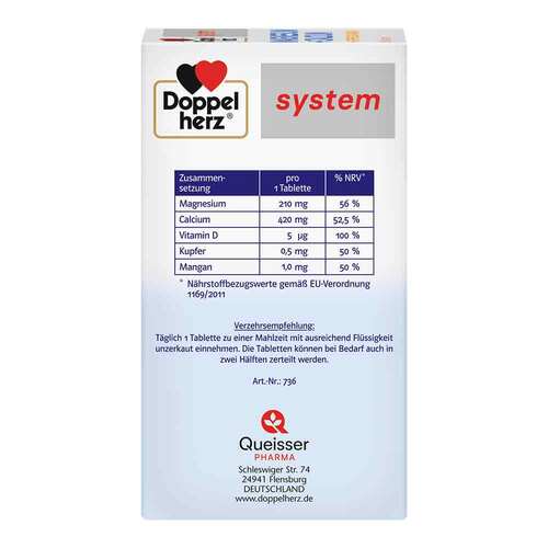 Doppelherz system Magnesium+Calcium+Kupfer und Mangan Tabletten - 3