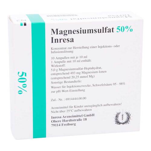 Magnesiumsulfat 50% Inresa Infusionsl&ouml;sung -Konzentrat - 1