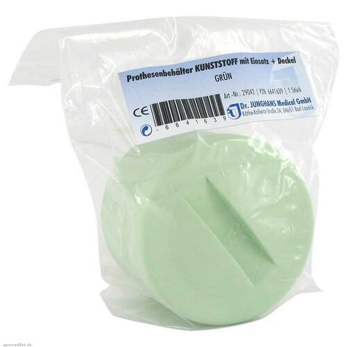 Prothesenbeh&auml;lter gr&uuml;n mit Deckel und Einsatz - 1