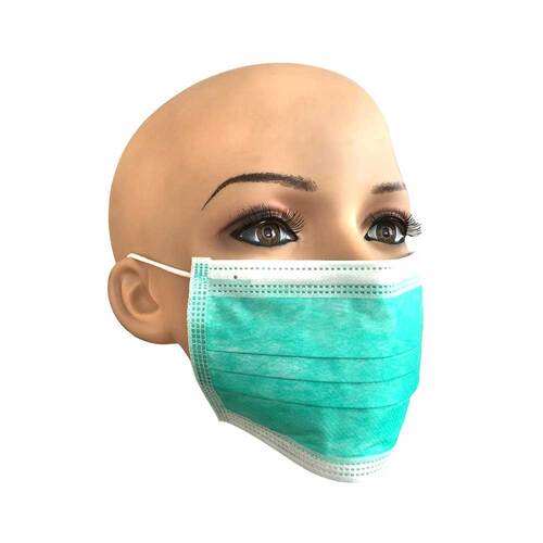 Mundschutz OP 3lagig mit Gummib&auml;nder 99,5% gr&uuml;n - 3