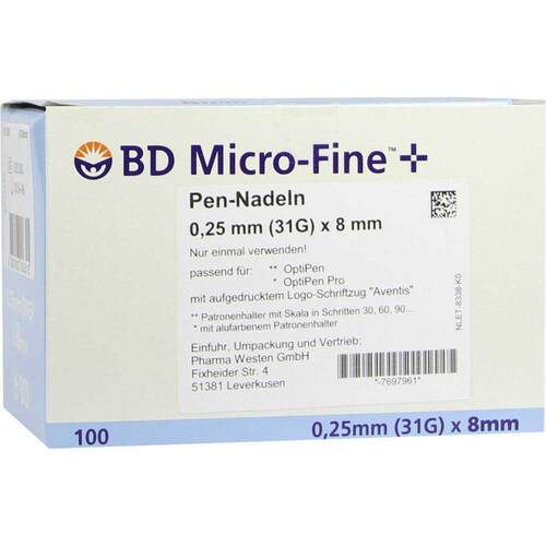 BD Micro-Fine + 8 Nadeln 0,25x8 mm - 1